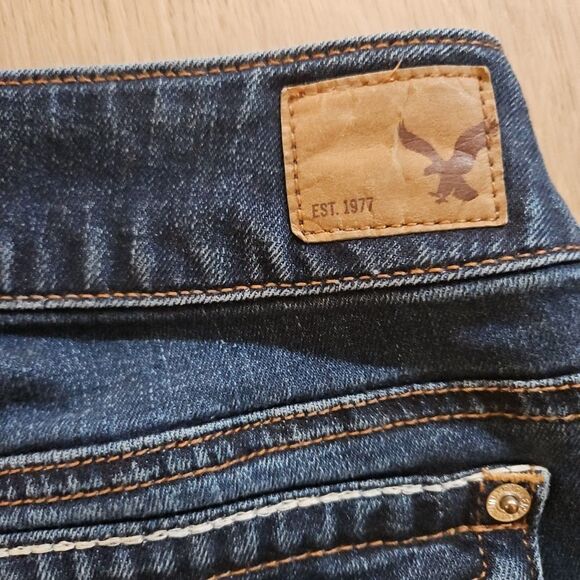 American Eagle Jeans Womens 10 Blue Artist Flare Dark Wash - Picture 7 of 12